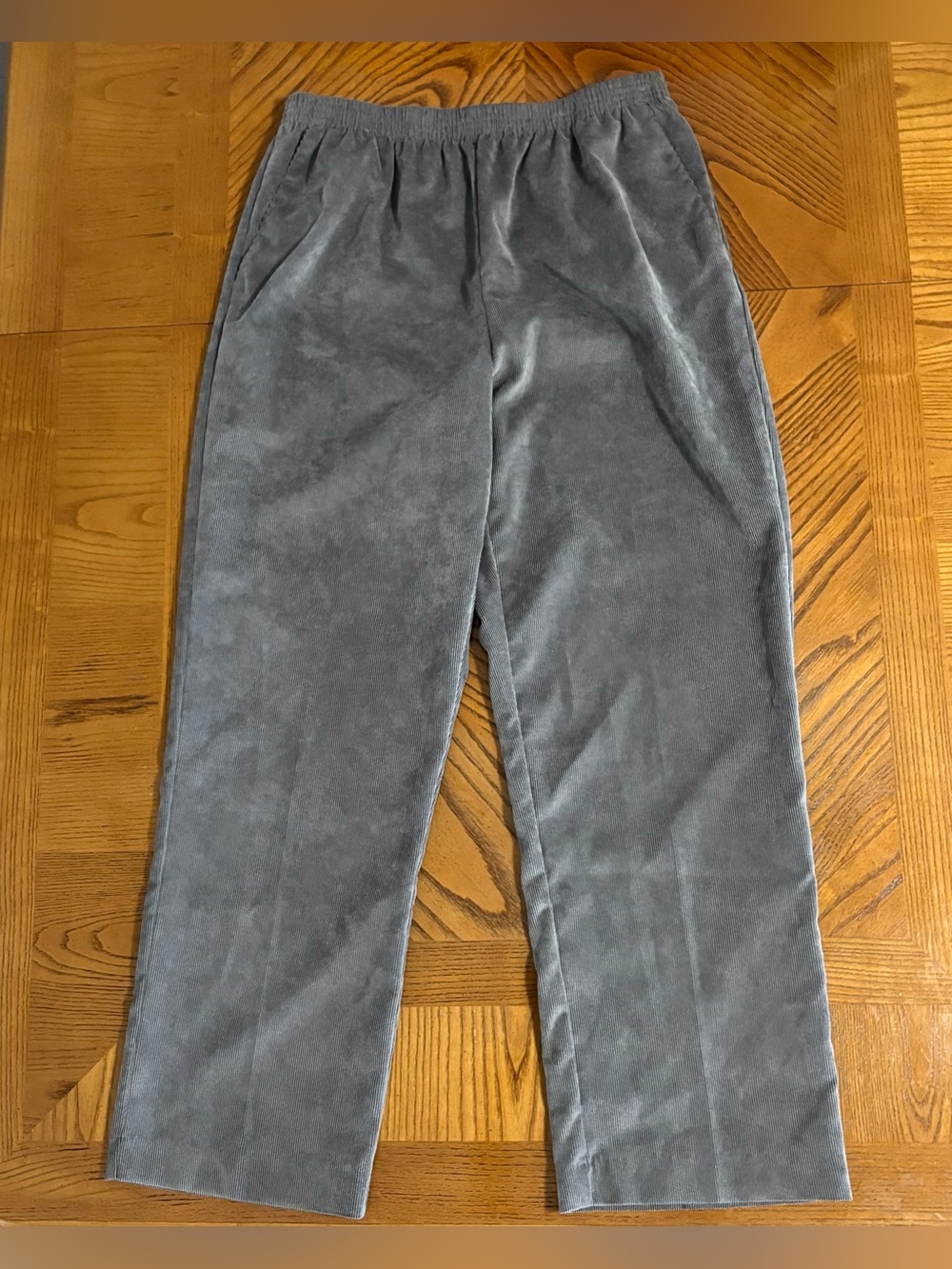 Alfred Dunner Elastic Waist Grey Corduroy Pull On Pants Women’s Size 10
